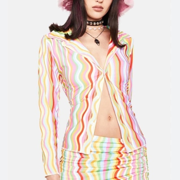 OMighty Rainbow Squiggly Shirt Small - Picture 1 of 13